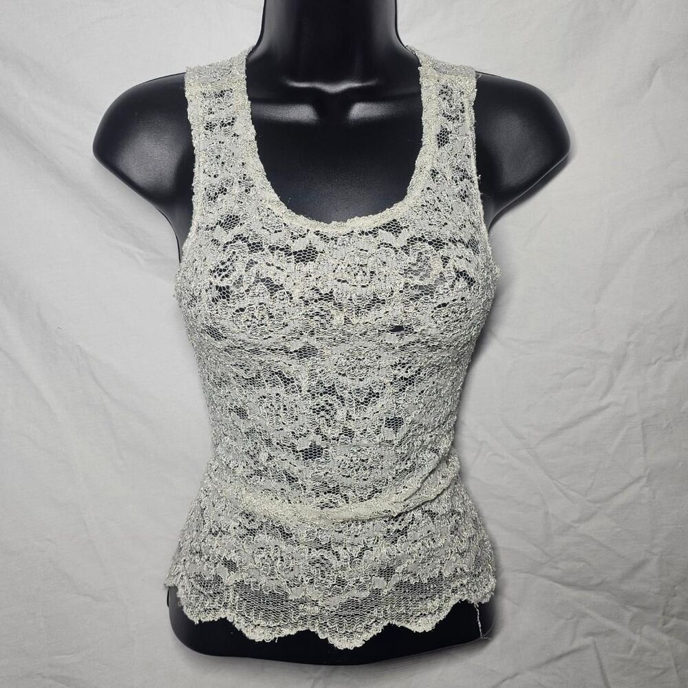 Vintage 90s lace off white gold label victorias secret top